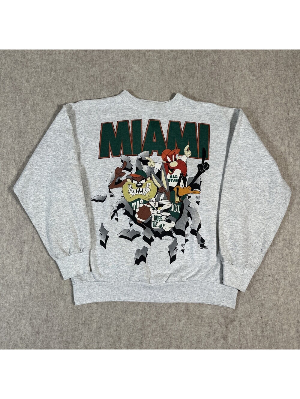 VTG 1994 Miami Dolphins Looney Tunes Sweatshirt Gray Small? USA Made